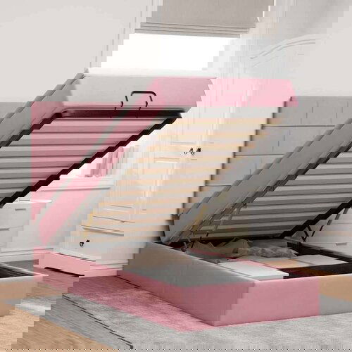  Okvir kreveta s madracima ružičasti 90x190cm baršunasti Cene