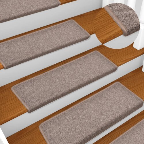  Prostirke za stepenice 15 kom 65x21x4 cm svijetlosmeđe pravokutne rubove Cene