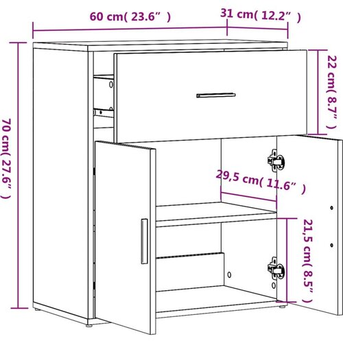 VidaXL Komoda 2 kom dimljeni hrast 60x31x70 cm od konstruiranog drva Slike