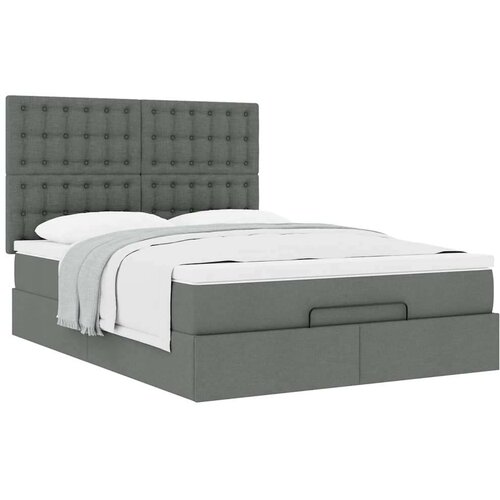 VidaXL otomanski krevet s madracem tamnosivi 140x190cm od tkanine Slike