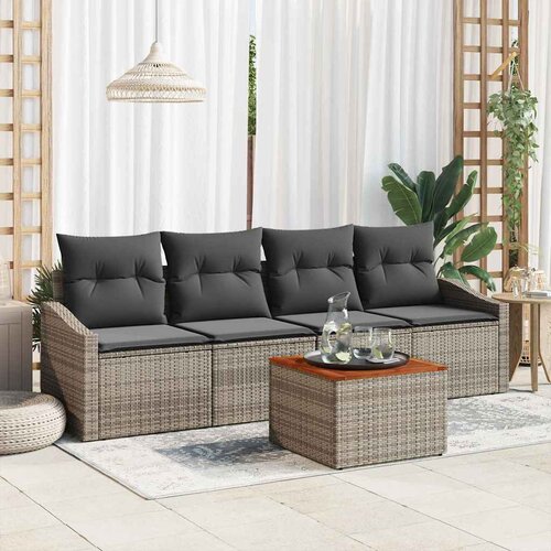  Sjedeća garnitura za vrt 5 kom. Siva poliratan 233 x 62 x 69 cm Cijene