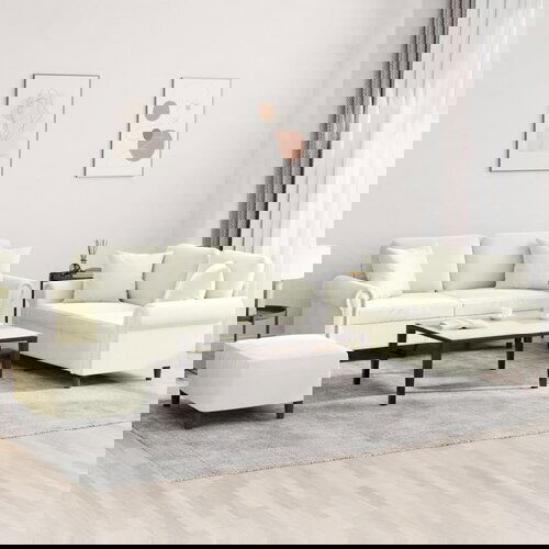 VidaXL 3-dijelni set sofa s jastucima krem bar&amp;scaron;unasti Slike