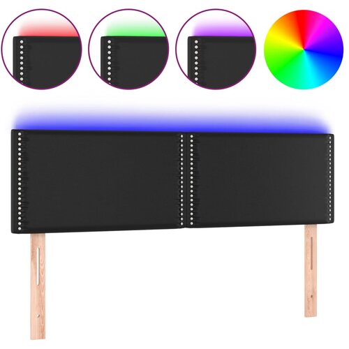 Maison Chic led posteljno vzglavje - vzglavna omarica - nočna omarica črno 144x5x78/88 cm umetno usnje, (21713236) Cene