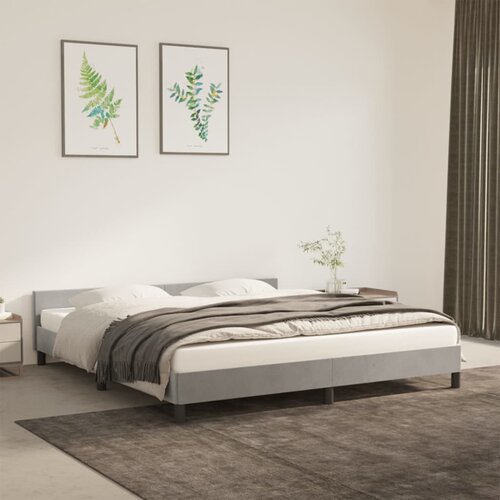 VidaXL Posteljni okvir z vzglavjem svetlo siv 180x200 cm žamet Slike