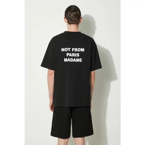 Drôle de Monsieur Pamučna majica Le T-Shirt Slogan za muškarce, boja: crna, s tiskom, PERM-TS203-CO002-BL