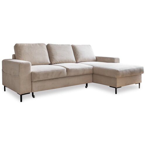 Miuform Bež sklopiva kutna garnitura od samta (s desnim kutom) Lofty Lilly &amp;ndash; Slike