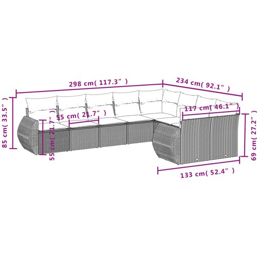 VidaXL 9-dijelni set vrtnih sofa s jastucima crni od poliratana Slike