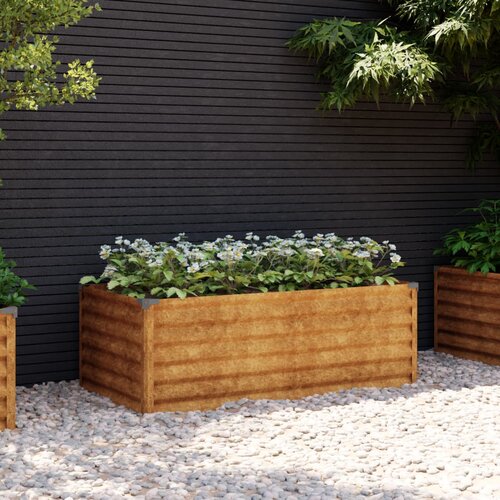 vidaXL Vrtna visoka greda 100x50x36 cm corten jeklo Cene