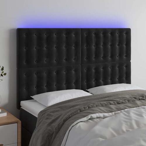 The Living Store led posteljno vzglavje črno 144x5x118/128 cm žamet - led vzglavje, (21495354) Cene