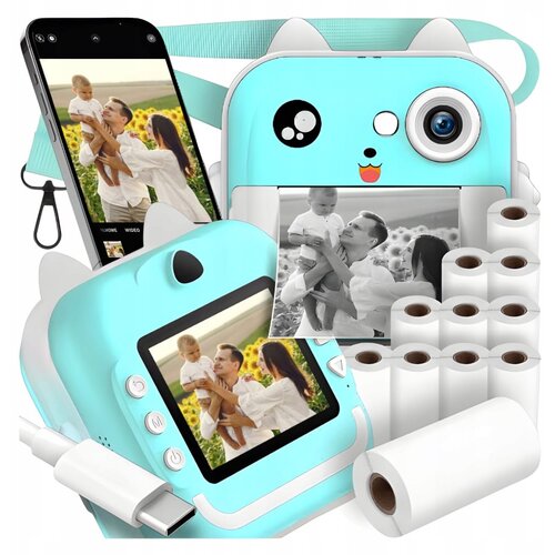  Dječji LCD instant kamera s pisačem + 10 traka moder Slike