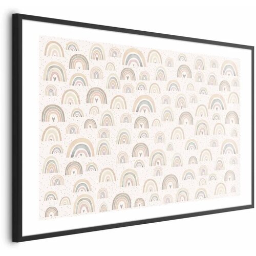 Plakat - Rainbows and Hearts 90x60 Crni okvir s margom Cene