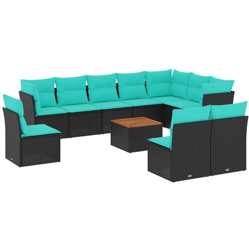  11-dijelni set vrtnih sofa od poliratana s jastucima crni Crna 62 x 62 x 69 cm Slike