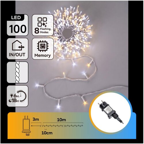 Aigostar LED spolja&scaron;nji božićni lanac 100xLED/8 funkcija 13m IP44 toplo/hladno Cene