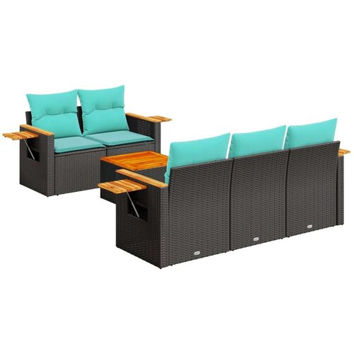  6-dijelni set vrtnih sofa od poliratana s jastucima crni Slike