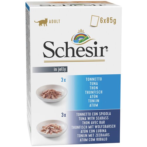 Schesir v želeju vrečke za mačke 6 x 85 g - Miks tuna + tuna z brancinom Cene