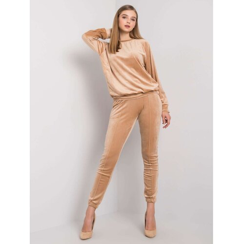 Fashion Hunters Beige two-piece velor set Slike