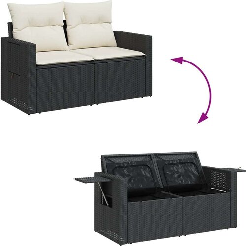 VidaXL 7-dijelni set vrtnih sofa od poliratana s jastucima crni Slike
