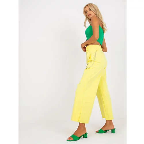 Fashion Hunters Yellow wide sweatpants with inscriptions