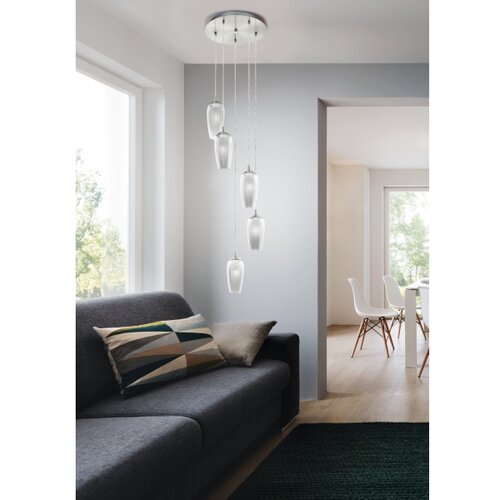 Eglo farsala visilica/5, led, g9, 5x3w, 5x360lm, nikl-mat/staklo sivo Slike