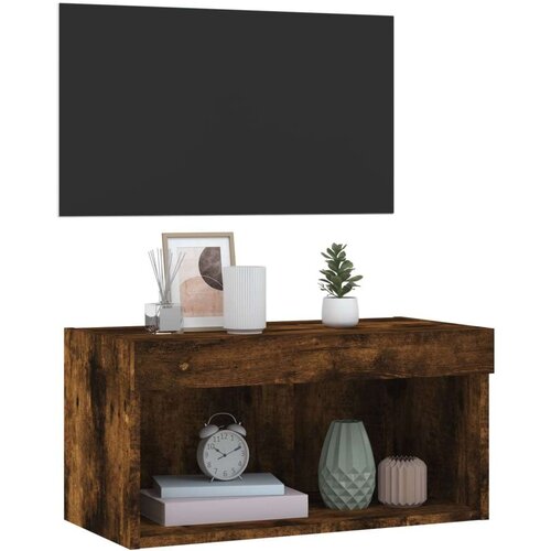 VidaXL TV ormarić s LED svjetlima boja dimljenog hrasta 60x30x30 cm Slike
