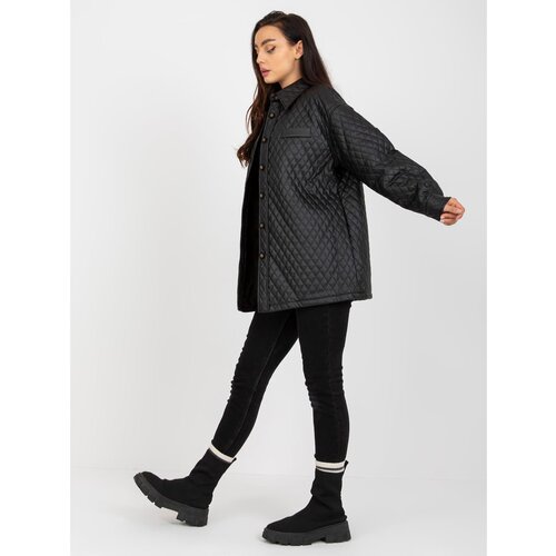 Fashion Hunters Black transitional faux leather quilted jacket Slike