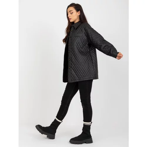 Fashion Hunters Black transitional faux leather quilted jacket