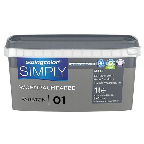 SWINGCOLOR Boja za zid Simply (Siva – br. 01, Mat, 1 l) Cijene