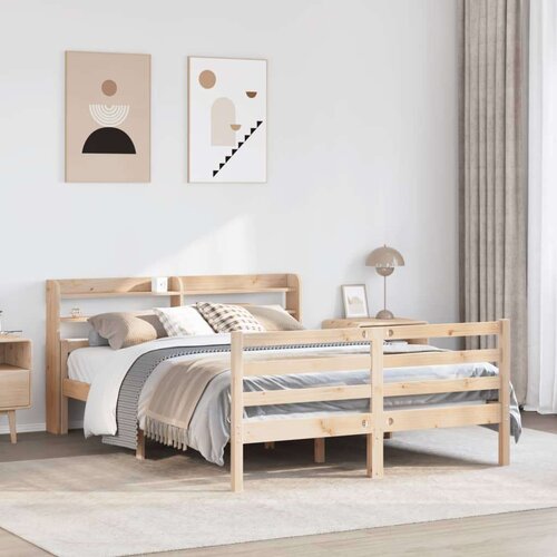 vidaXL Okvir kreveta s uzglavljem 140 x 190 cm od masivne borovine Cene