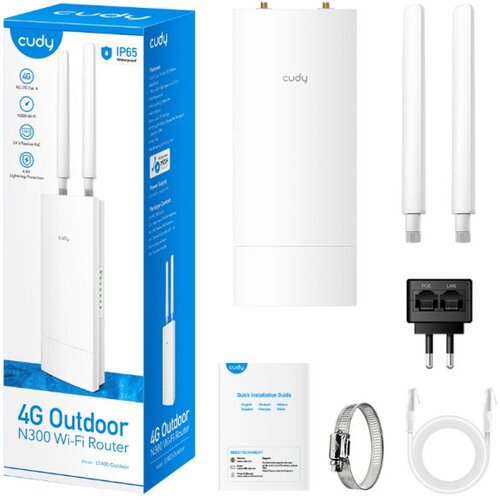 Cudy LT400 outdoor 4G lte cat 4 N300 wi fi router, nano sim slot, 10 100Mbps wan lan Cene
