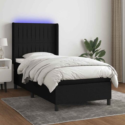  Krevet box spring s madracem LED crni 80 x 200 cm od tkanine Cene