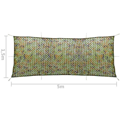VidaXL Kamuflažna mreža s torbom za pohranu 1,5 x 5 m zelena Slike