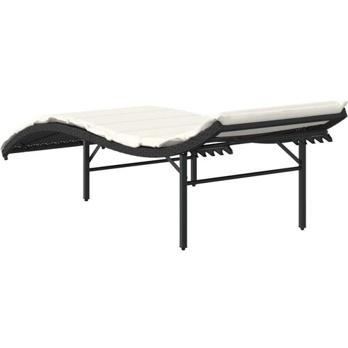  Ležaljka za sunčanje s jastukom crna 55 x 199 x 50 cm poliratan Slike