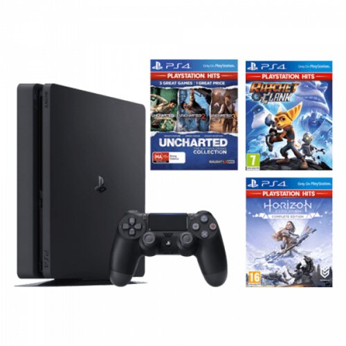 Sony Playstation4 500GB + Uncharted The Nathan Drake Collection+Horizon Zero Dawn+Ratchet & Clank Slike
