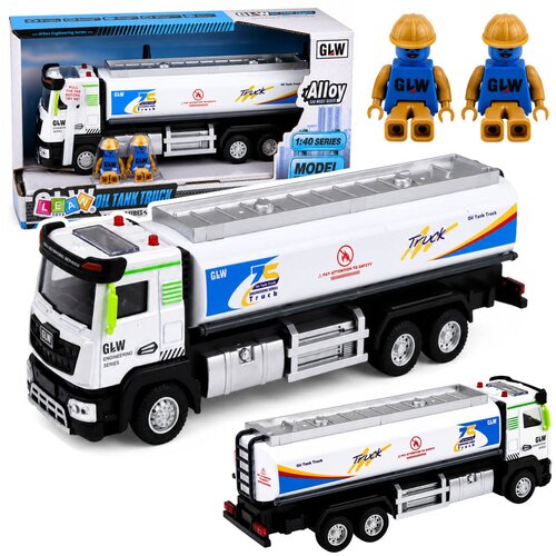  Metal Tank Truck Drive Lights Sounds Blue and White 1:40 Cene