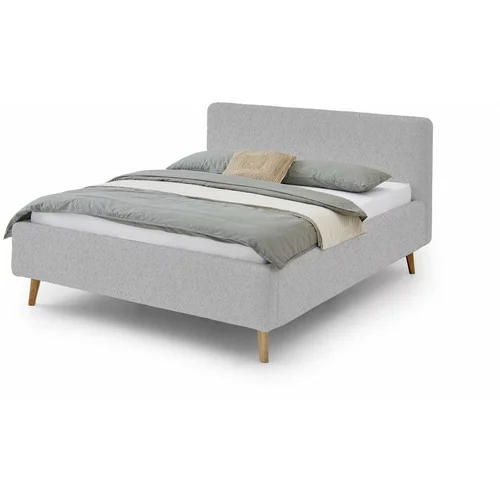 Meise Möbel Sivi tapecirani bračni krevet s prostorom za odlaganje s podnicom 160x200 cm Mattis -