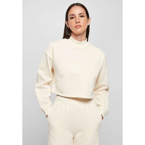 UC Curvy Ladies Cropped Oversized Sweat High Neck Crew whitesand Slike