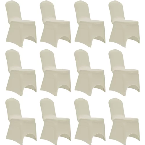 vidaXL navlake za stolice rastezljive krem 12 kom