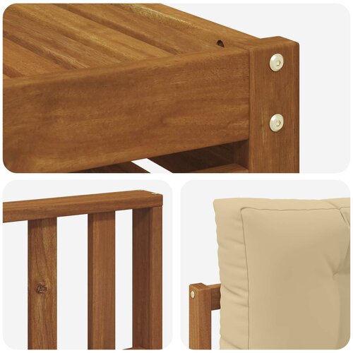  Set vanjskih sofa 9 kom. Prirodna i bež Čvrsto drvo akacije Slike
