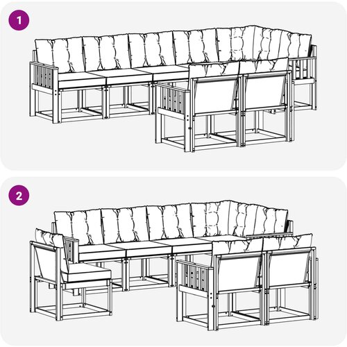  Set vanjskih sofa 8 kom. Bijela i svjetlosiva Smeđa 306 x 128,5 x 73 cm Slike