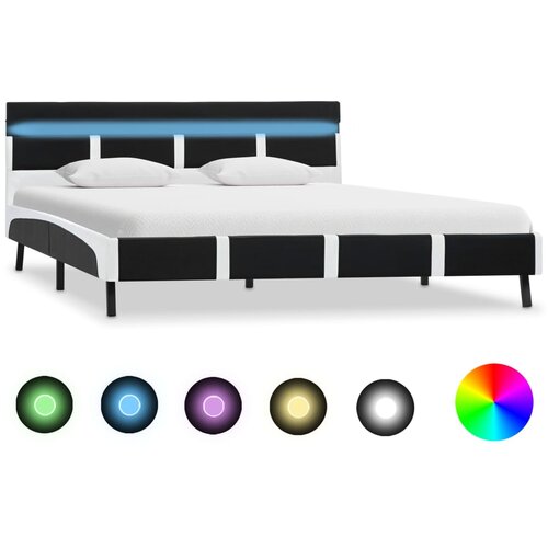  Okvir za krevet od umjetne kože s LED svjetlom crni 140x200 cm Slike