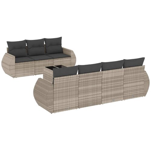  8-dijelni set vrtnih sofa od poliratana s jastucima svjetlosivi Slike