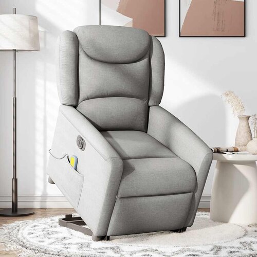 Maison Chic Električni masažni naslanjač - Relax naslanjač s funkcijo vstajanja siv blago, (22061754) Cene
