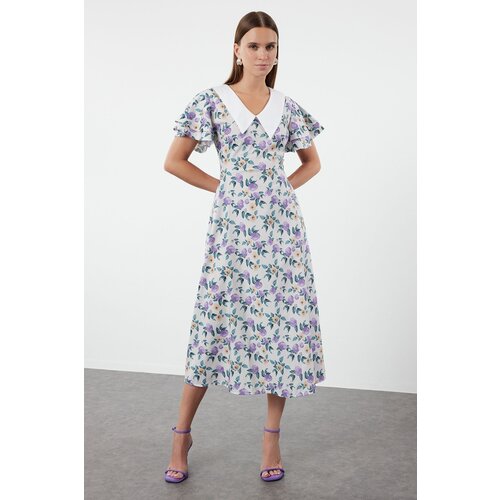 Trendyol Purple Floral Woven Dress Slike