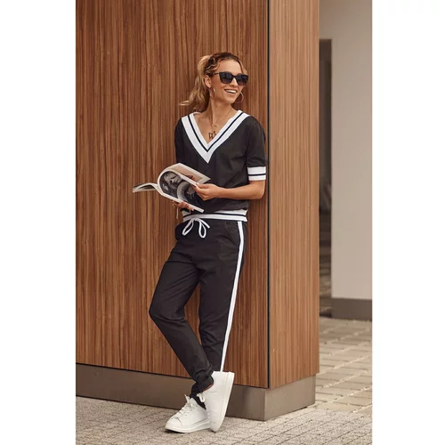 Fasardi Black women's tracksuit with short sleeves