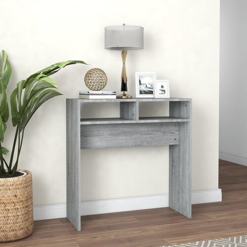 vidaXL Konzolna mizica siva sonoma 78x30x80 cm konstruiran les Cene
