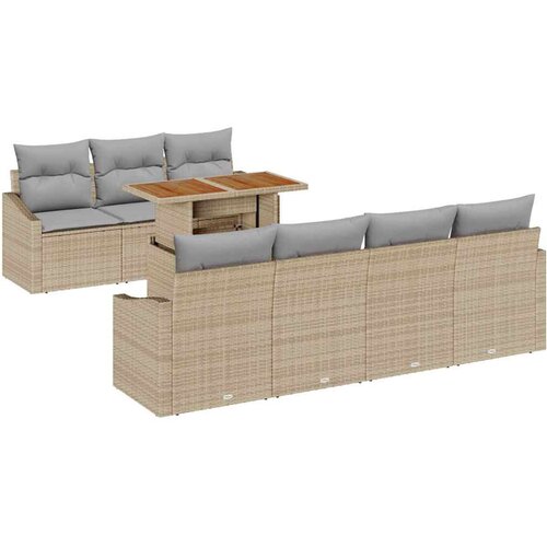 vidaXL Vrtna sedežna garnitura s shranjevanjem 8 pcs Bež Poly ratan, (5000021732) Cene