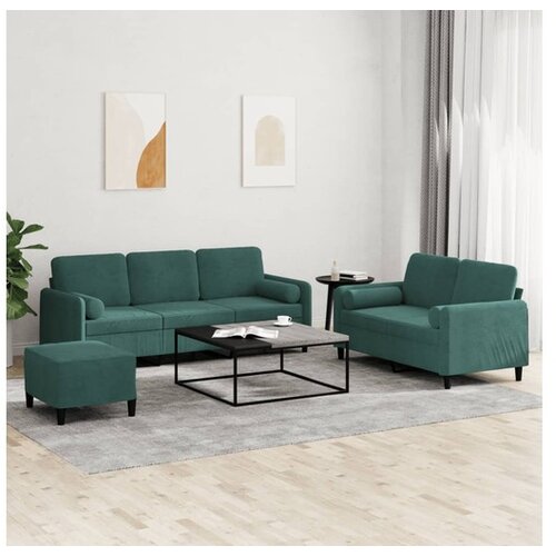vidaXL 3-dijelni set sofa s jastucima tamnozeleni baršunasti Cijene