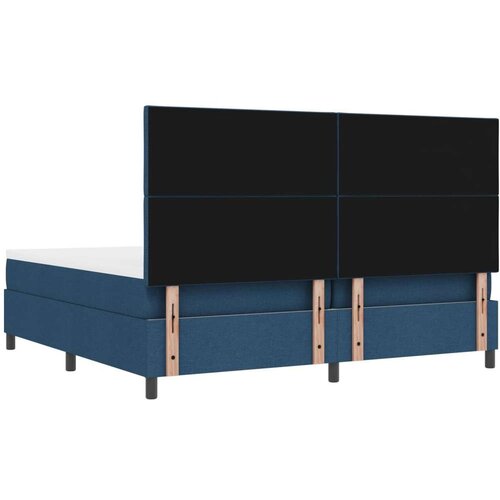 VidaXL Krevet s box springom madracem i klupom u plavoj boji 200x200 cm od tkanine Slike