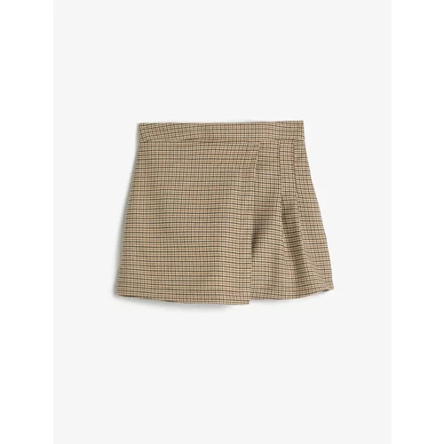 Koton Girl Kid's Shorts Skirt Pleated Double Breasted, Elastic Waist Camel Hair