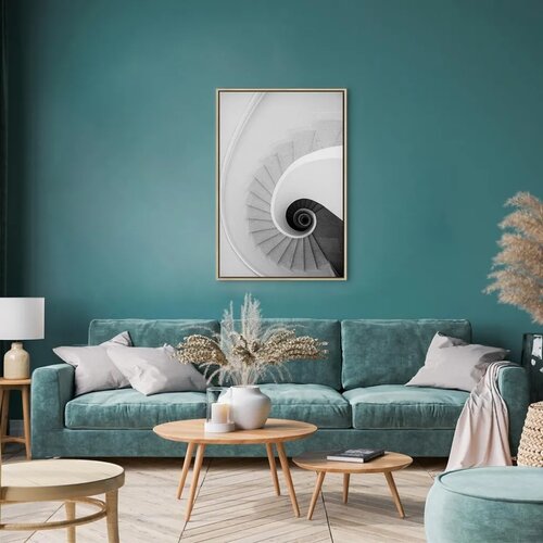  Slika - White Stairs (1 Part) Vertical 60x90 U prirodnom drvenom okviru Slike
